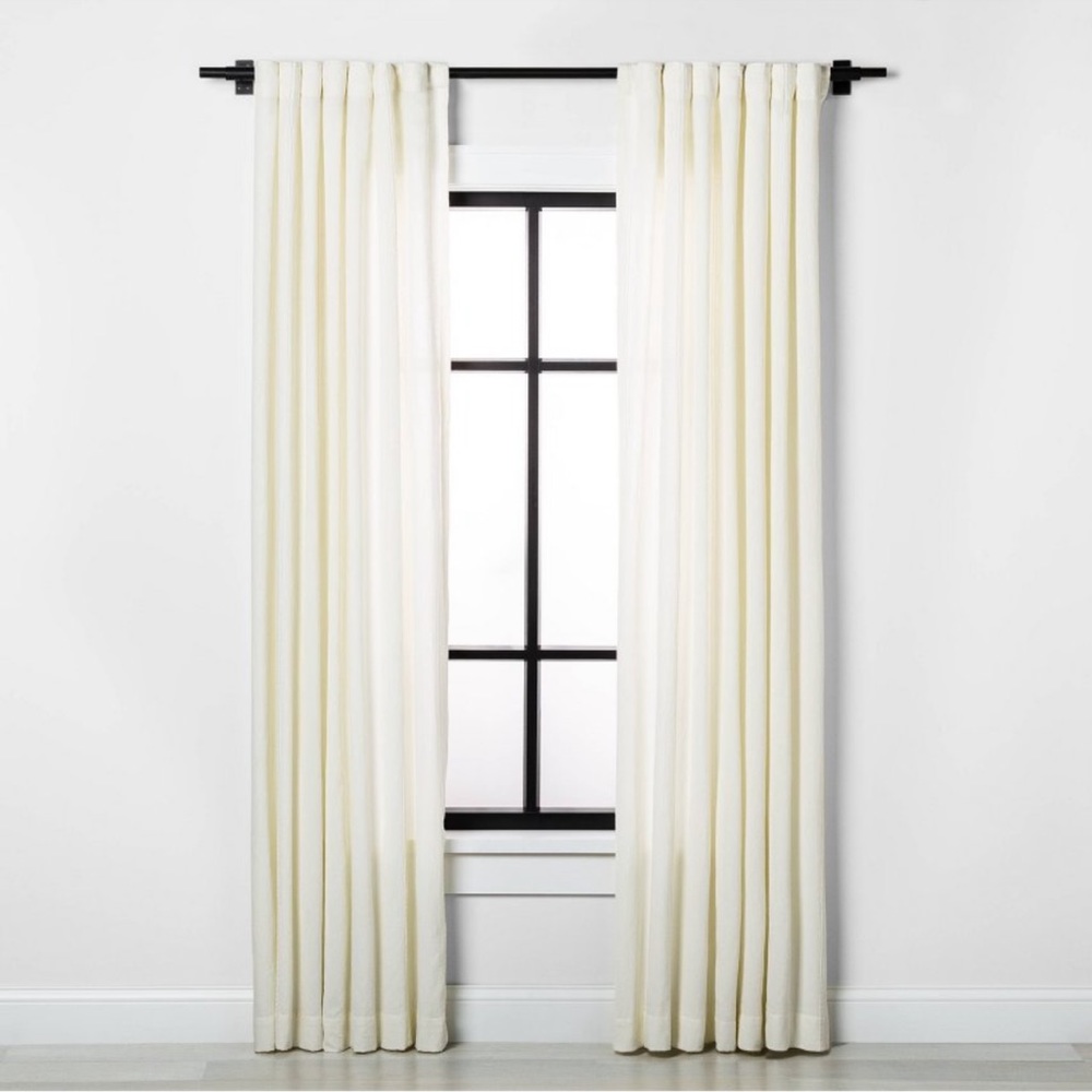 HEARTH&HAND tonal texture light filtering curtain sour cream 95”